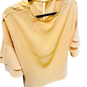 Source Unknown Peach Ruffle Sleeve Blouse